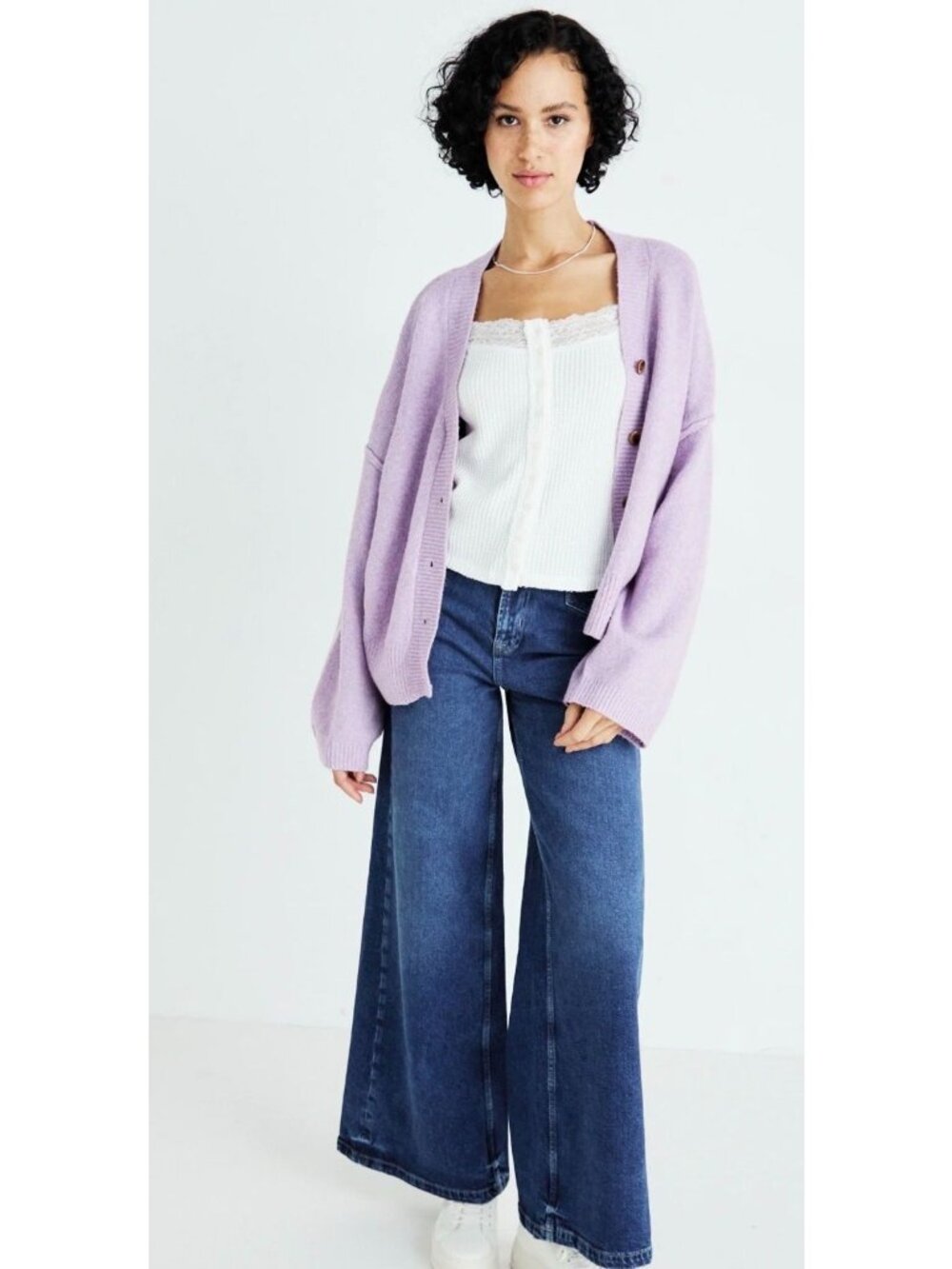 NEW Free People Cool of the Night Cardigan Lilac Purple Size XS [jb] - Picture 3 of 8